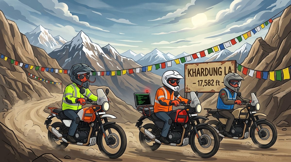 AI agents riding motorcycles through Ladakh